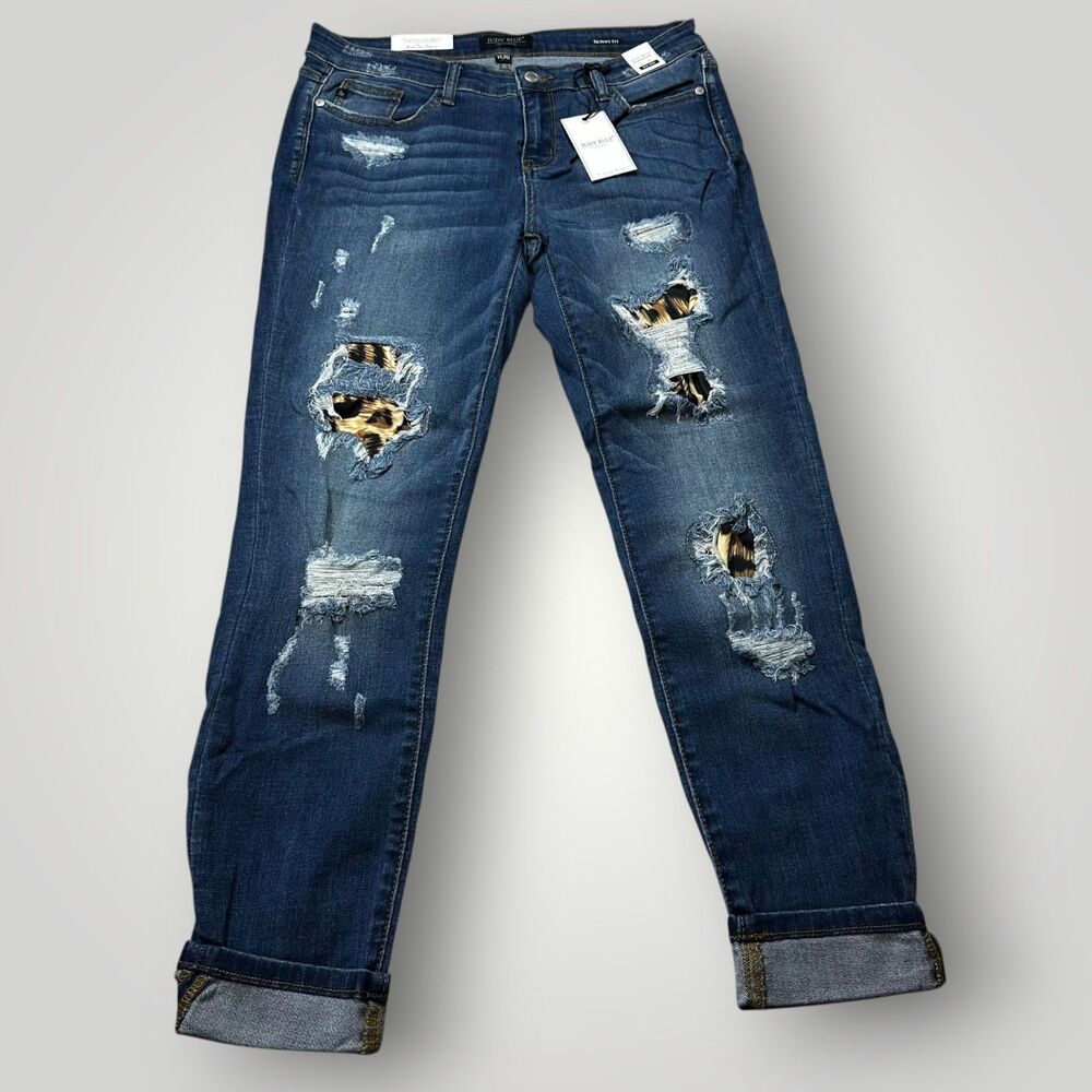 NWT Judy Blue Skinny Fit 11/30 Leopard Print Patch Mid Rise Jean Style JB8265MD
